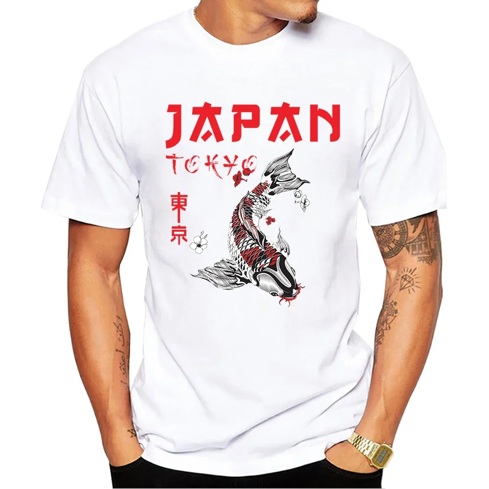 Yakuza Tokyo Koi Fish Printed T Shirts Short Sleeve Tshirts Harajuku Tee TEEHUB Summer Japanese Fuji Dragon Men T-Shirt