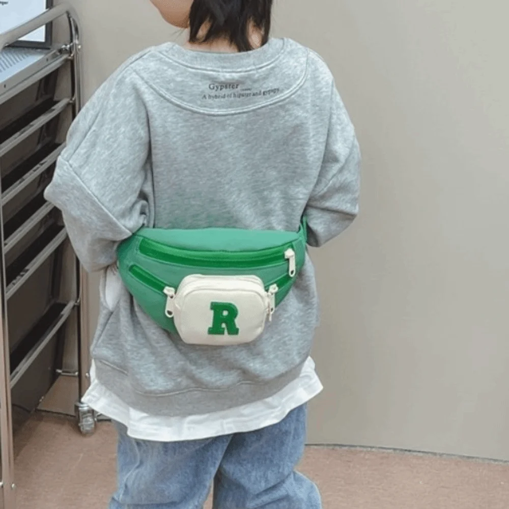 Marsupio per bambini con lettera All-match Borsa a tracolla per bambini creativa sportiva Borsa da petto per bambini leggera in stile coreano per ragazze