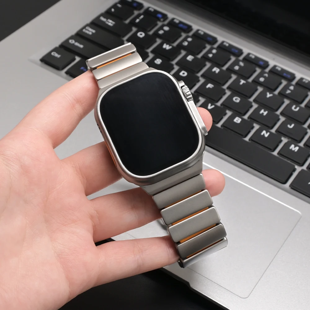 Титановый ремешок для Apple Watch Ultra 3 2 Ремешок 49 мм Серия 11 46 мм 10 7 8 9 45 мм Роскошный браслет без зазоров для Iwatch SE3 6 5 44 мм