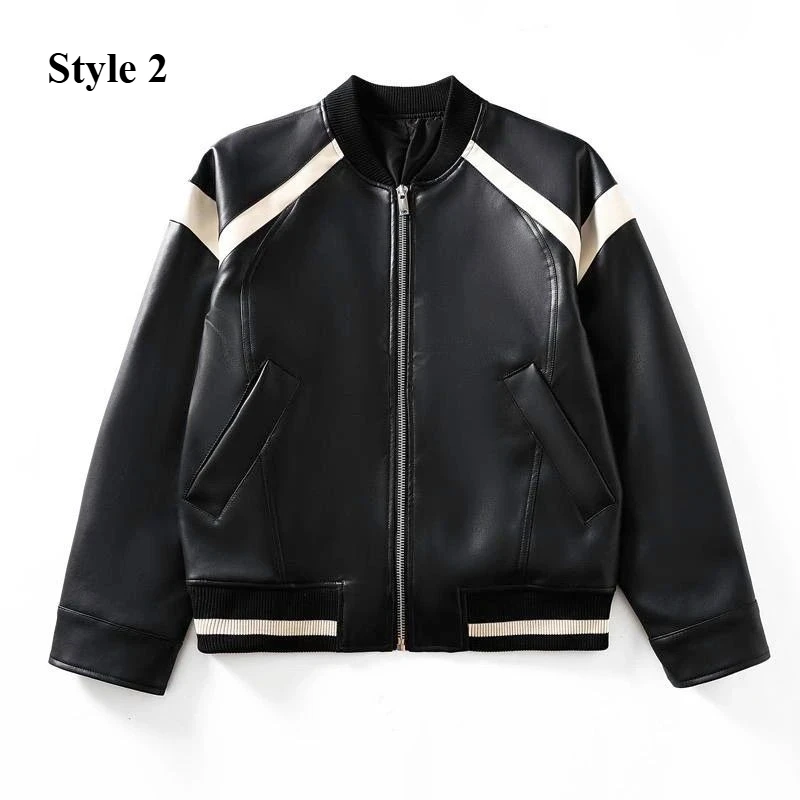 Classic PU Leather Bomber Jackets Men Vintage Leather Jacket Spring Autumn Baseball Jacket Trench Coats Men's Windbreakers