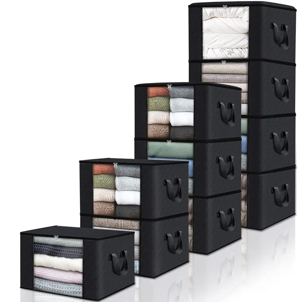 

10 Pa Clothes Storage, Foldable Thi Fabric Blanket Storage Bags, Containers For Organizing Bedroom, Closet, Clothing,