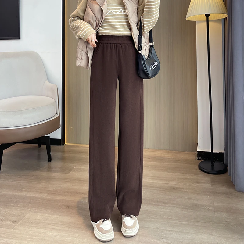 

Vintage Corduroy Pants Women Korean All Match Casual Loose High Waist Wide Leg Pants Female Fall Winter Thick Warm Trousers