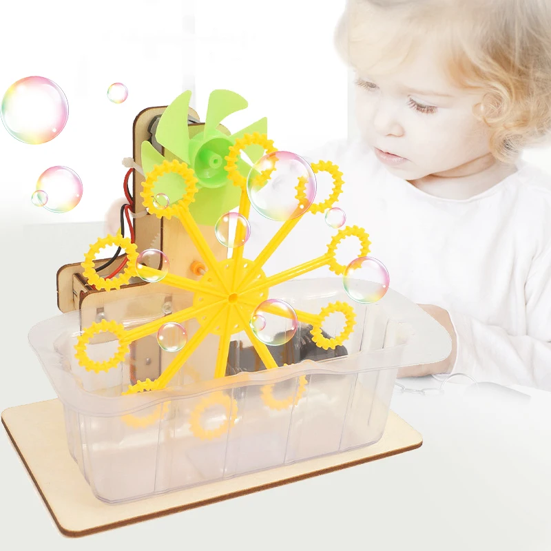 STEM Toys DIY Bubble Machine Assembling Model Material Kits Students Educational Science Experiment Technology Toys for Children