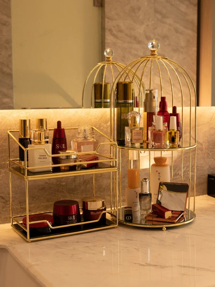 

Bird cage storage rack, light luxury storage box, bathroom dressing table, desktop, exquisite bathroom