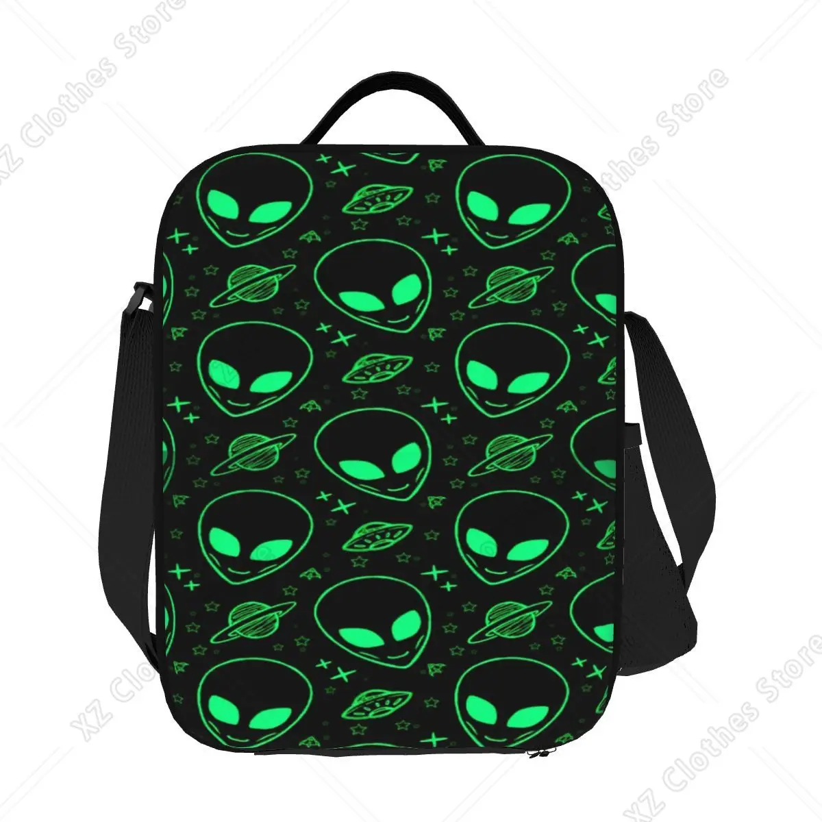 

Custom Cute Aliens and UFO Pattern Insulated Lunch Bag for Work School Waterproof Cooler Thermal Lunch Box Women Children