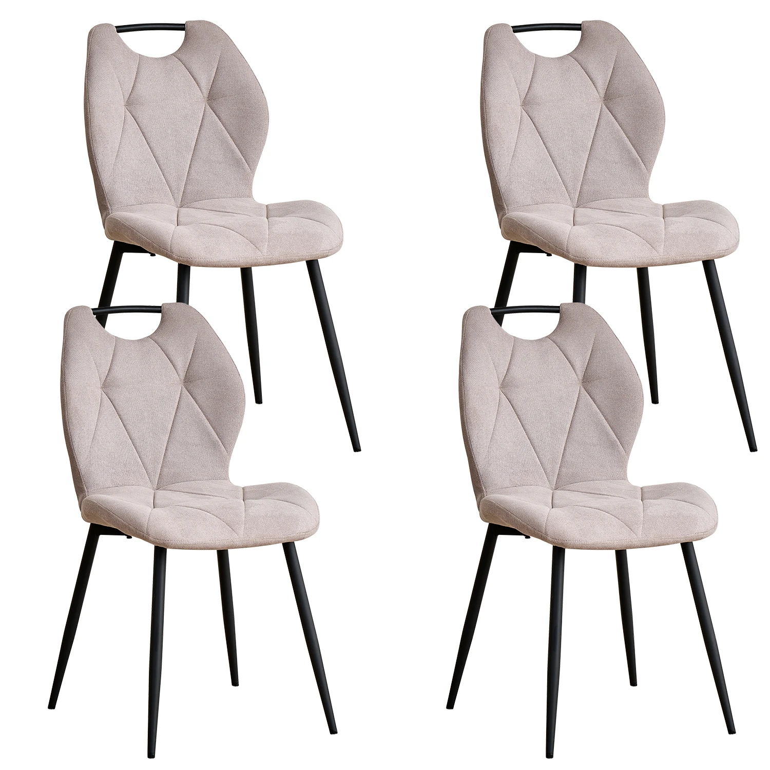 GrandCA HOME Lot de 2/4/6 chaises de salle à manger de style nordique, chaises de salle à manger confortables en velours, chaises à pieds en métal beige/marron/gris/noir