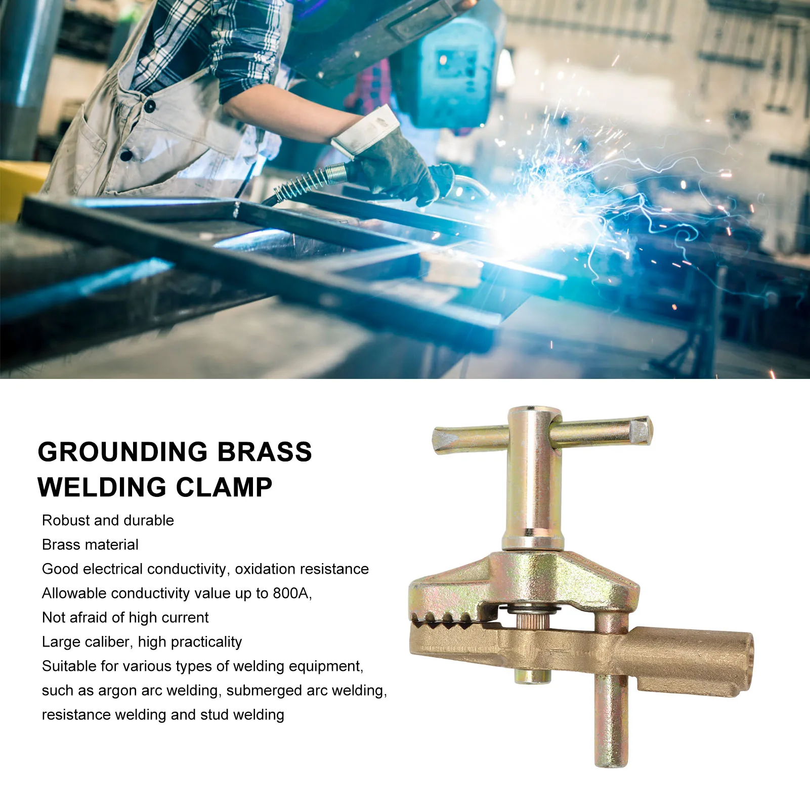 

Grounding Brass Welding Clamp Welding Ground Clamp Brass Iron Robust Professional Ground Welding Earth Clamp 800A