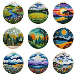 GATYZTORY Wool Felting Painting Kit Creative Landscape DIY Wool Needle Felt Picture Craft Painting New Arrival Handwork Gift