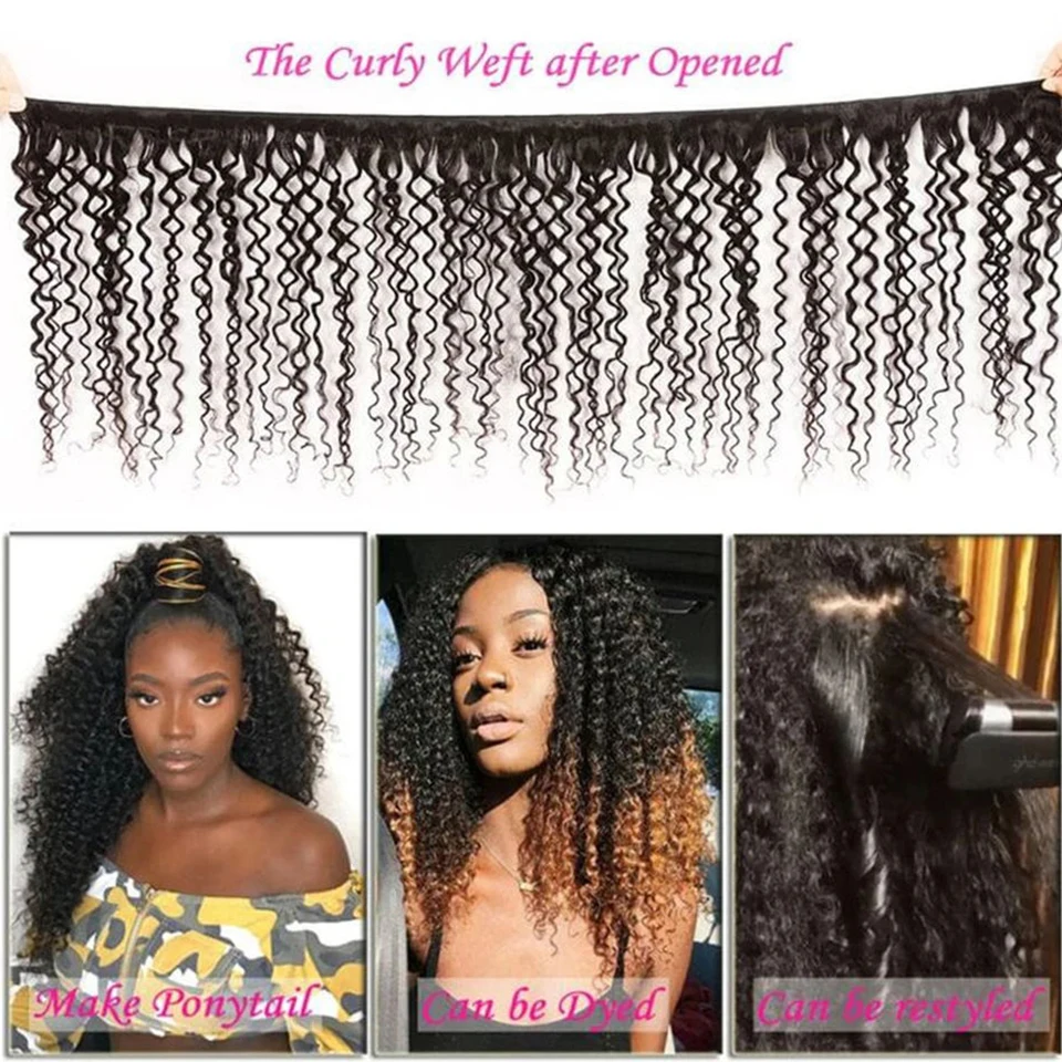 Indian Kinky Curly Bundles Human Hair Weaving Natural Color 1//3/4 Bundles Deal  Jerry Curly Human Hair Extensions Wholesale