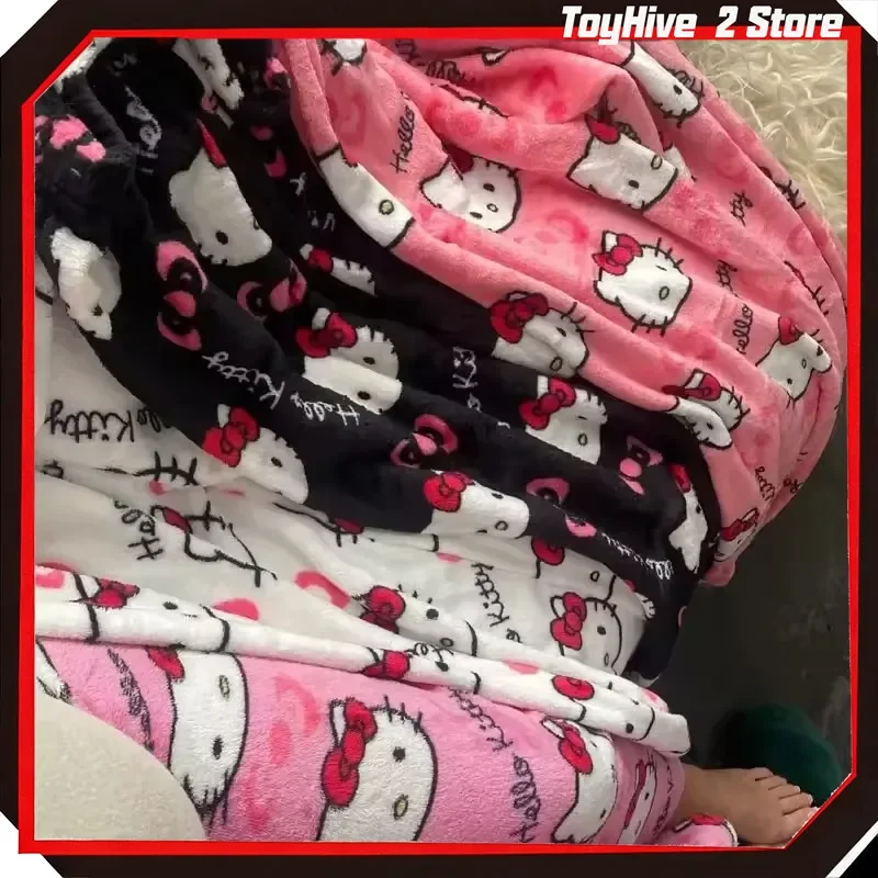 Christmas Sanrio Hello Kitty Pajamas Halloween Flannel Fashion Trouserswomen Kawaii Woolen Anime Cartoon Casual Home Pant Autumn view 2