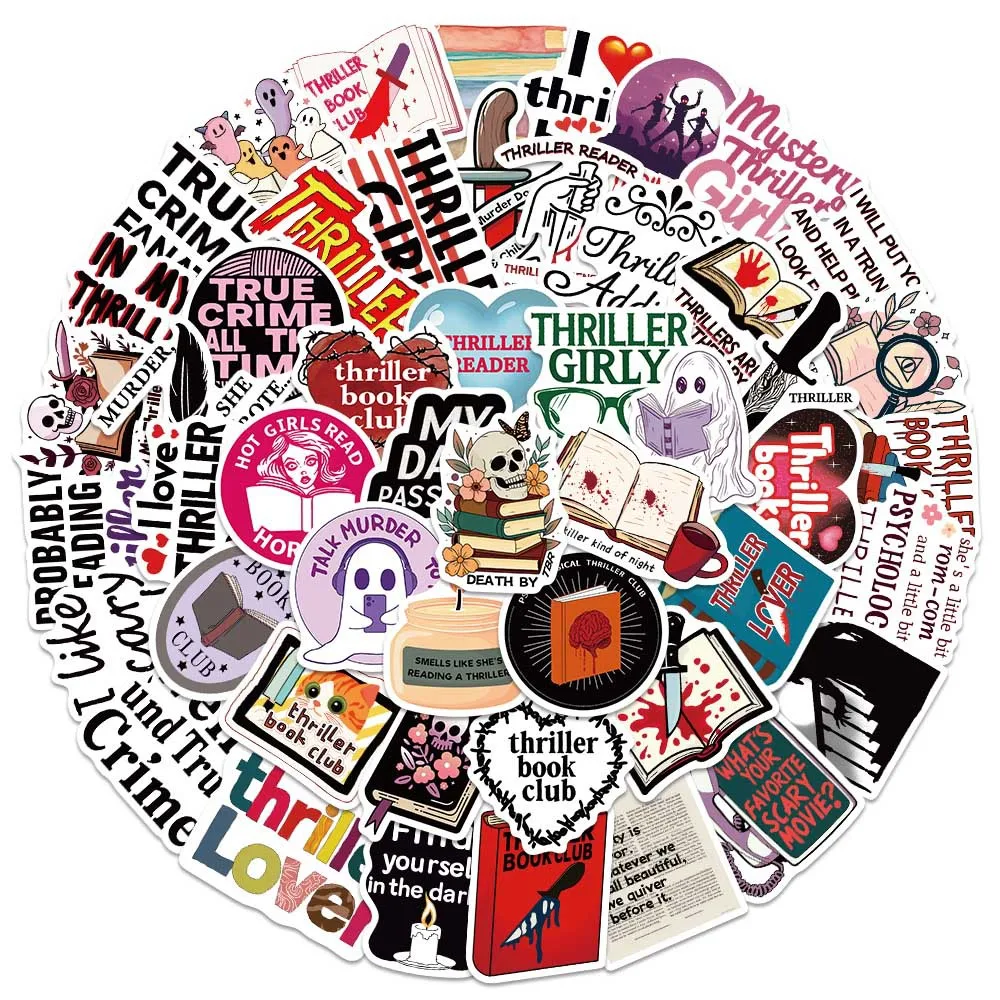50 قطعة ملصقات كتاب الإثارة كتب الرعب ملصقات صناعة يدوية سكرابوكينغ الهاتف الأمتعة سكيت الشارات مقاوم للماء