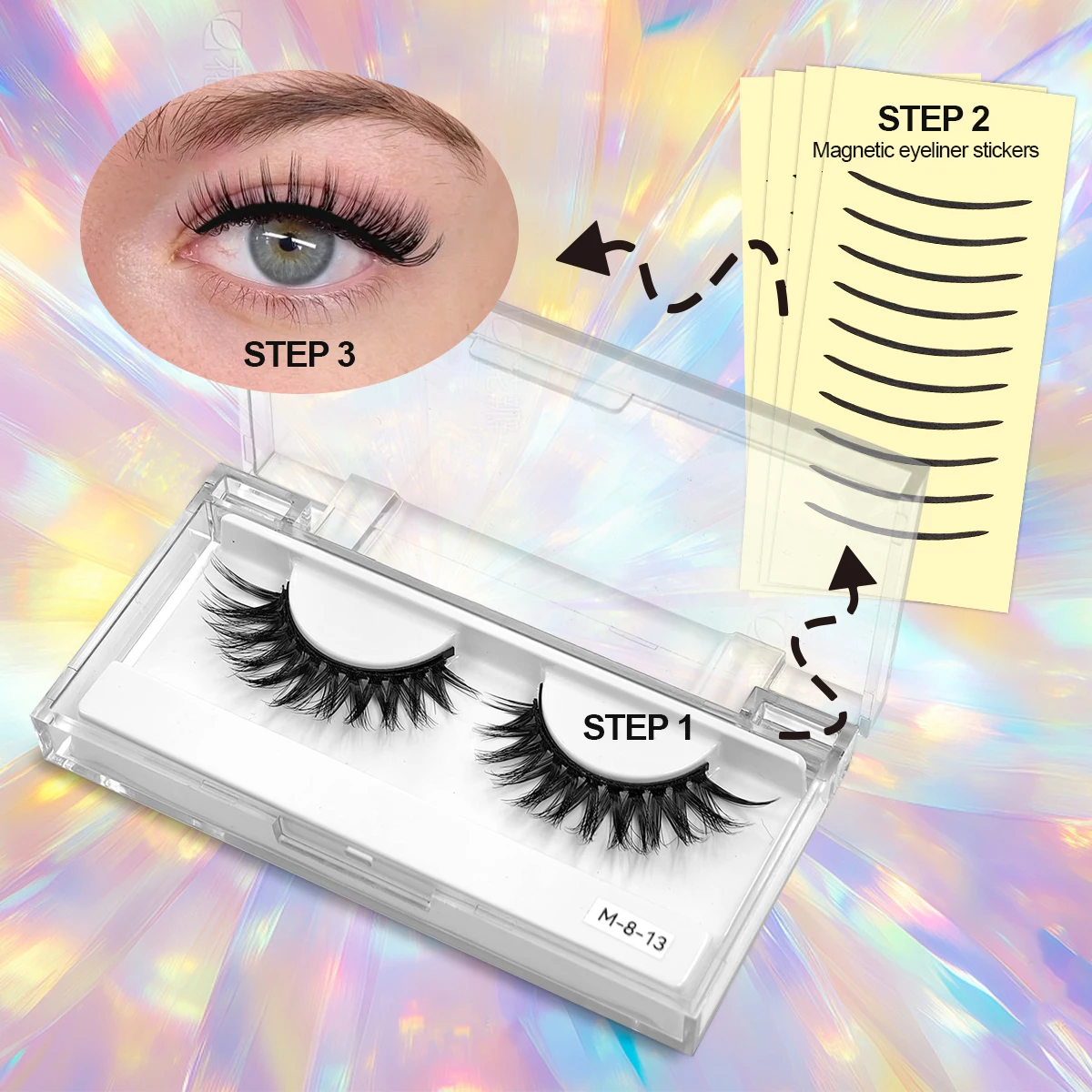 Neue Eyeliner Magnetstreifen Wimpern Kleberfreie magnetische Wimpern Wiederverwendbare magnetische Wimpern