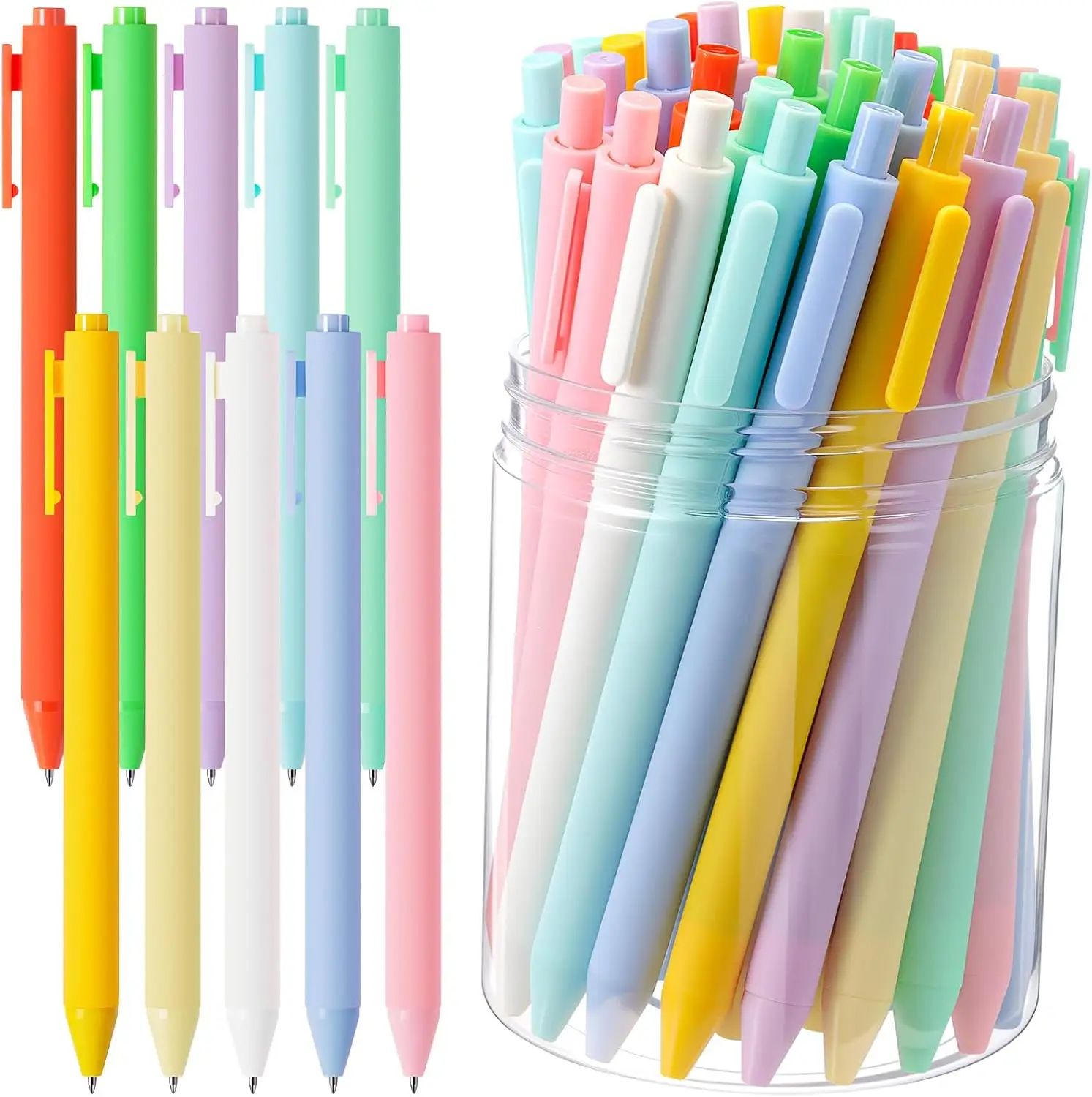 50 Pcs Gel Pens Bulk, 0.5mm Fine Point Black Ink Pen Retractable Quick Dry Pens for Office Teacher, Back to School Supplies