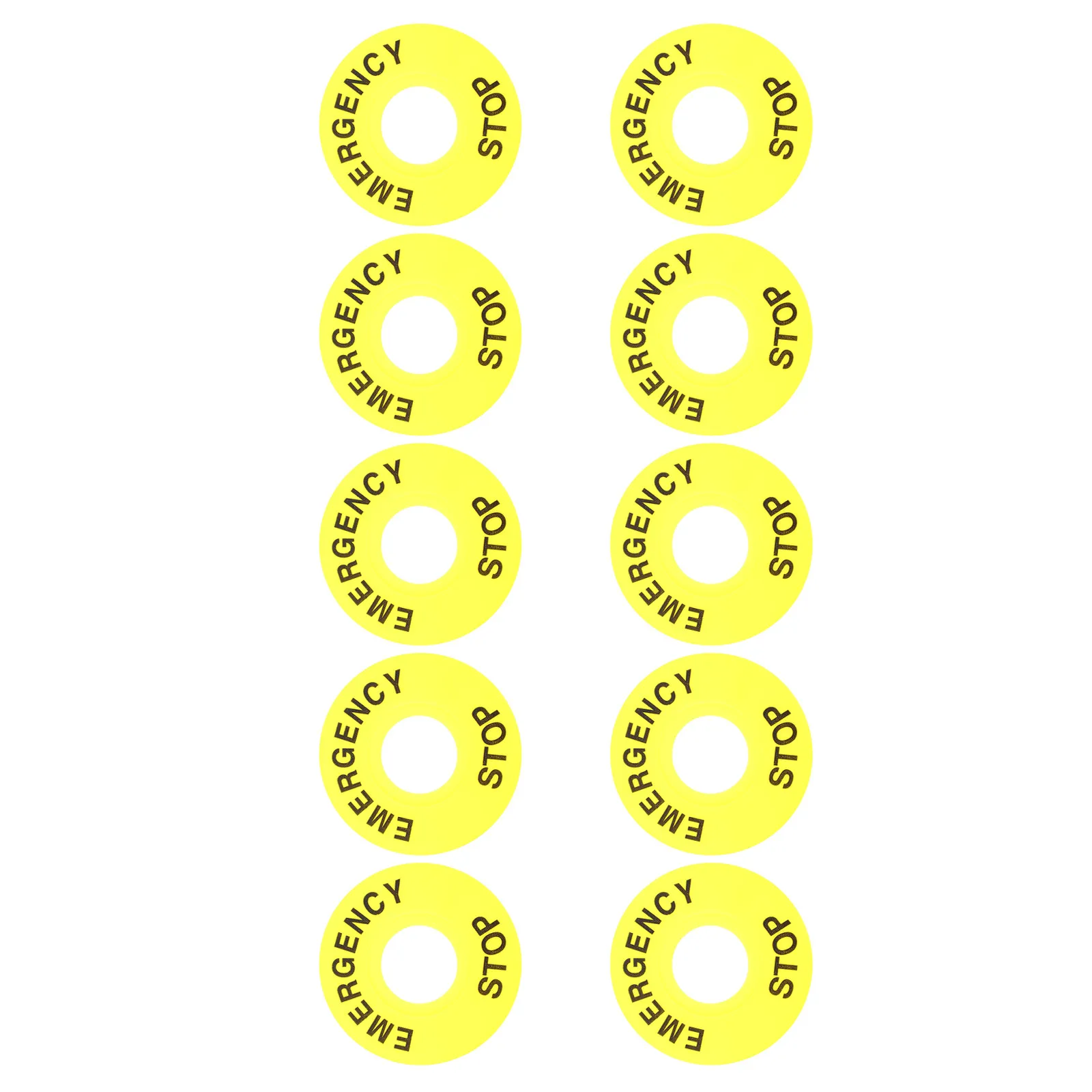 10Pcs Emergency Stop Ring Round Yellow 60Mm Outer Diameter Push Button Replacement Sign Emergency Button Stop Ring Alarm
