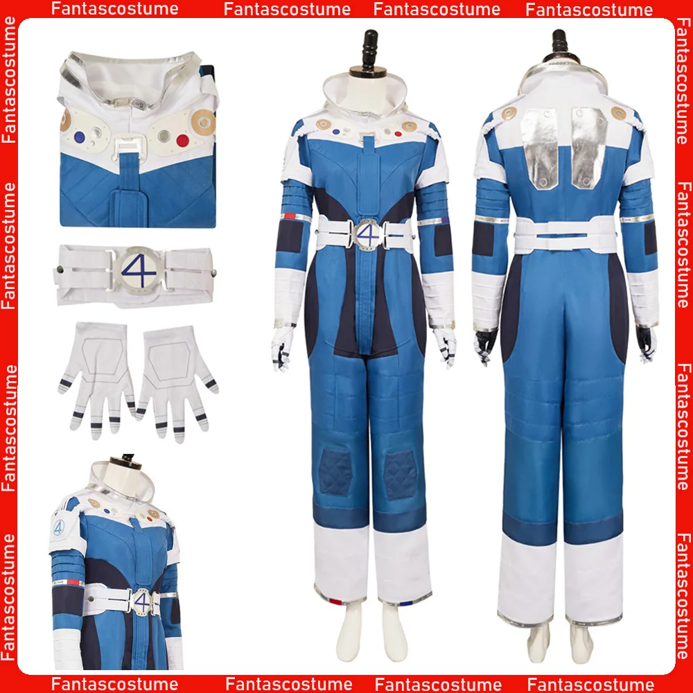 

Fantastic Invisible Woman Cosplay Space Costume Susan Storm Movie Fourth Roleplay Jumpsuit Gloves Halloween Carnival Disguise
