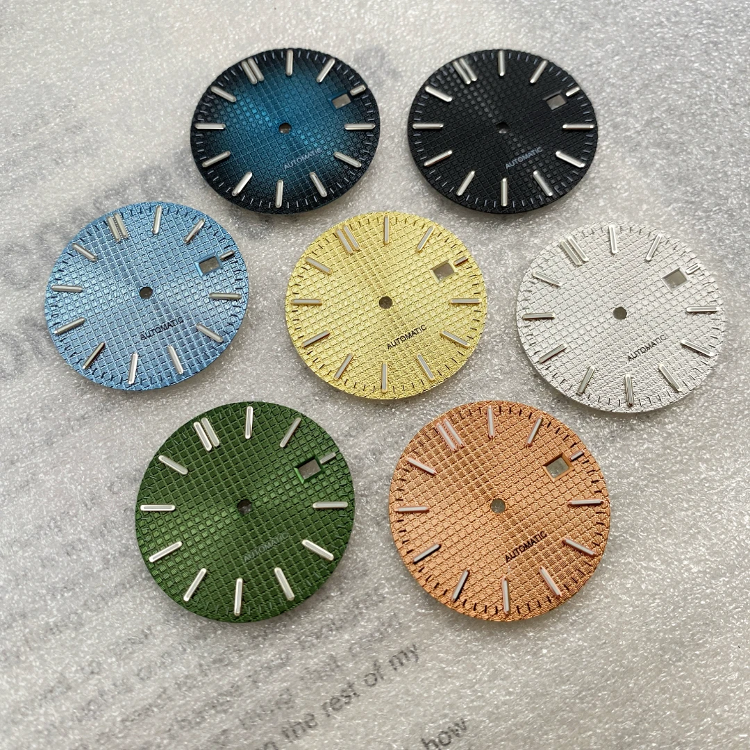 Customized LOGO Elegant 31.8mm Modified Dial Suitable for NH35 Movement Stripe Nail Green Luminous Literal Watch Accessories