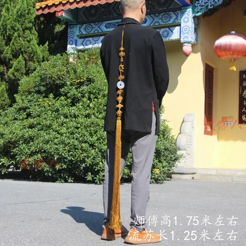 

Золотые шелковые бусины из сандалового дерева, основная кисточка, девять китайских узел, шип, ласточкин хвост, четки, аксессуары, маленький кулон