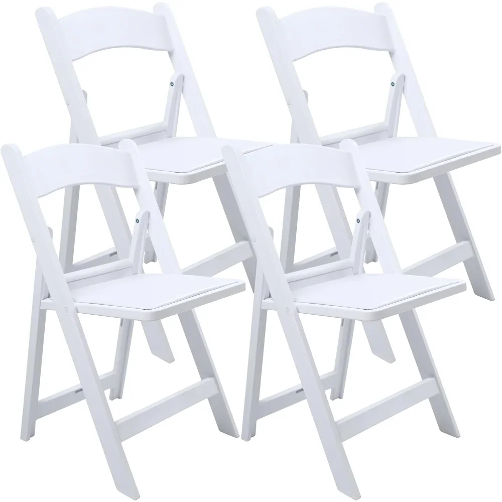 

White Resin Folding Chair with Cushion & Backrest,700LB Weight Capacity Event Chair,Indoor/Outdoor Lightweight Foldable Chair