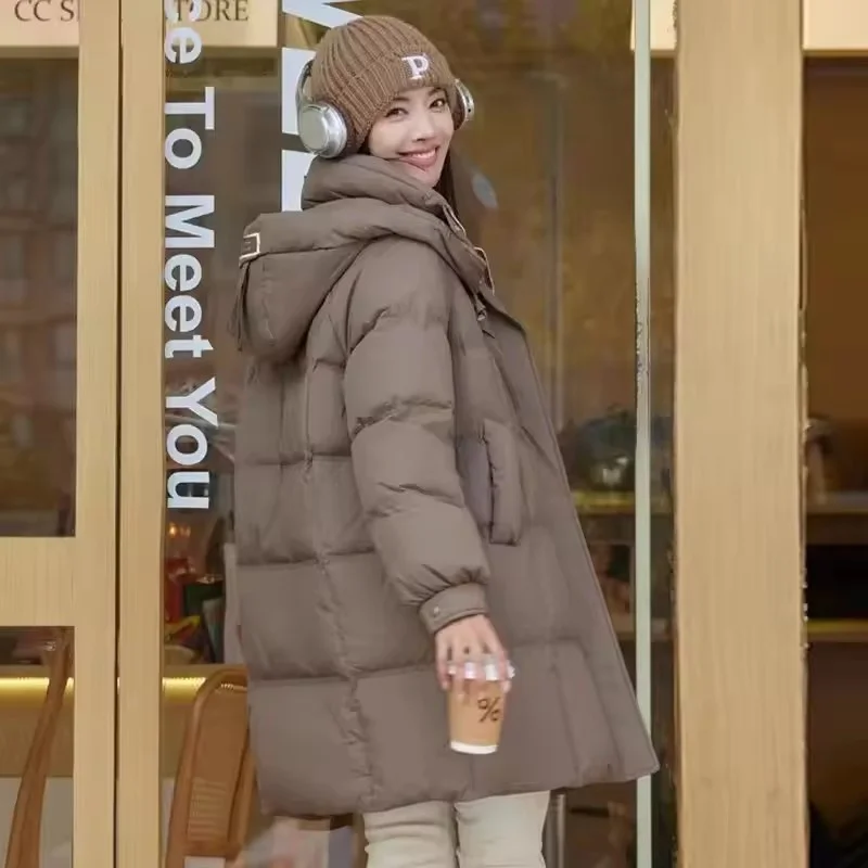 

Новая зимняя пуховая одежда с хлопковой подкладкой, женская длинная корейская свободная утолщенная одежда с хлопковой подкладкой, теплая парка с капюшоном, верхняя одежда