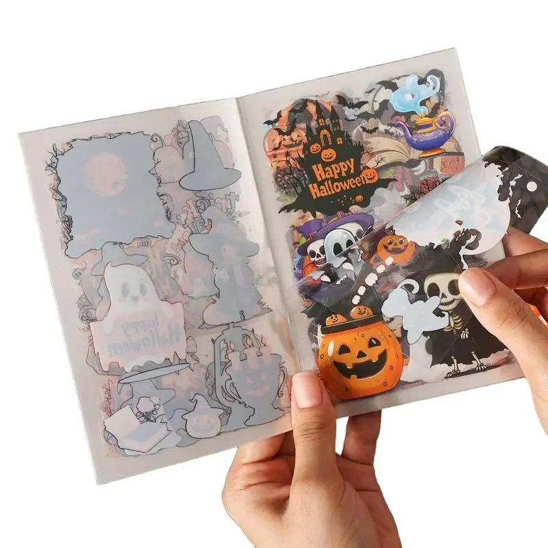 20 Sheets Vintage Slightly Spooky Halloween Sticker Book, Retro Horror‑themed Decor Stickers DIY Scrapbooking