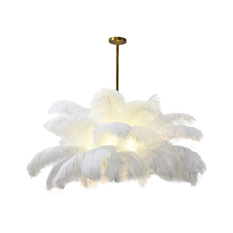 

Luxury Real Ostrich Feather Pendant Lights Nordic Home Decor Living Room Bedroom Lamp LED Indoor Lighting Hanging Light Fixtures