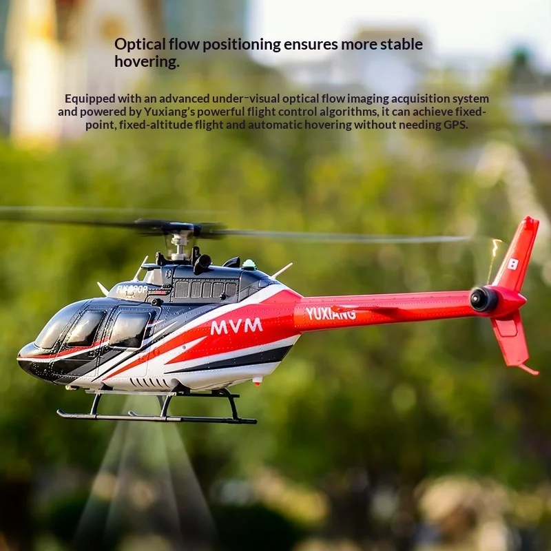 New Yuxiang F08 Bell 206 RC Helicopter Optical Flow Positioning One Key Inversion Simulation Aircraft Model For Hobby Players
