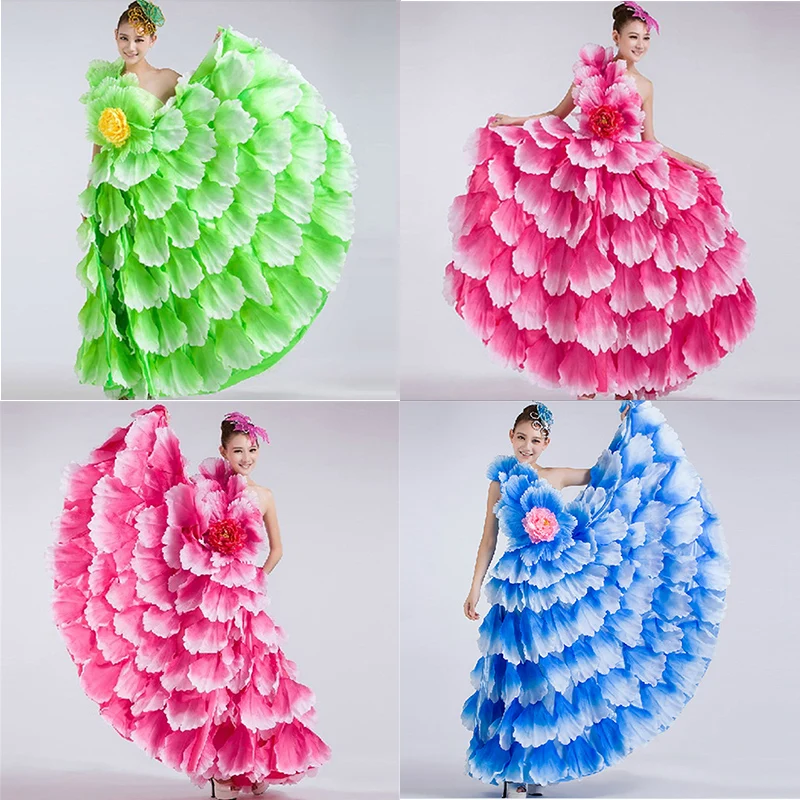 2024 Large-scale Atmospheric Opening Dance Big Swing Skirt Blooming Dance Performance Costume Female Petal Skirt Song And Dance