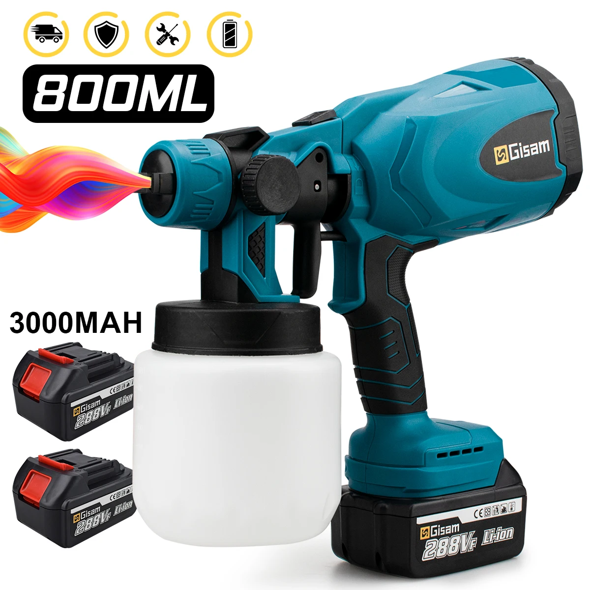 800ML Elektrische Spritzpistole Tragbare Cordless Farbspritzgerät HVLP Auto Möbel Stahl Beschichtung Airbrush Für Makita 18V Batterie