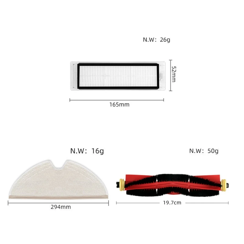진공 청소기 메인 브러시, 샤오미 로보락 S6/S5/S60/S65/S51/S55/T6/T7pro/E25/E35/T4/T5/S5MAX/S6pure/E4/E5 용 메인 브러시