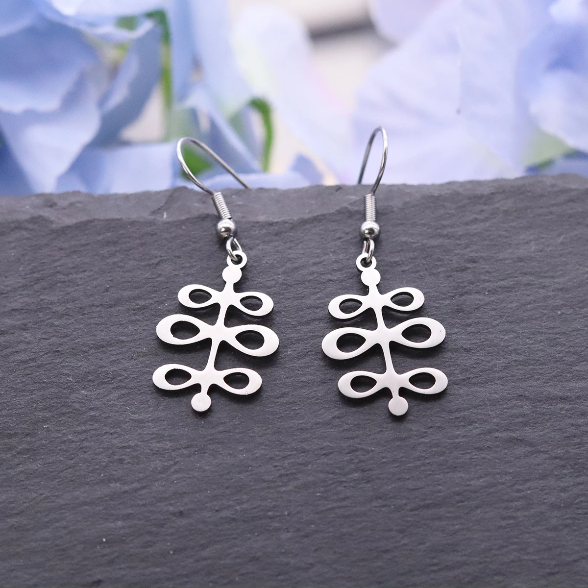 Minimalist Abstract Twig Leaf Earrings for Women Stainless Steel Dangle Earring Fashion Nature Aesthetic Jewelry New