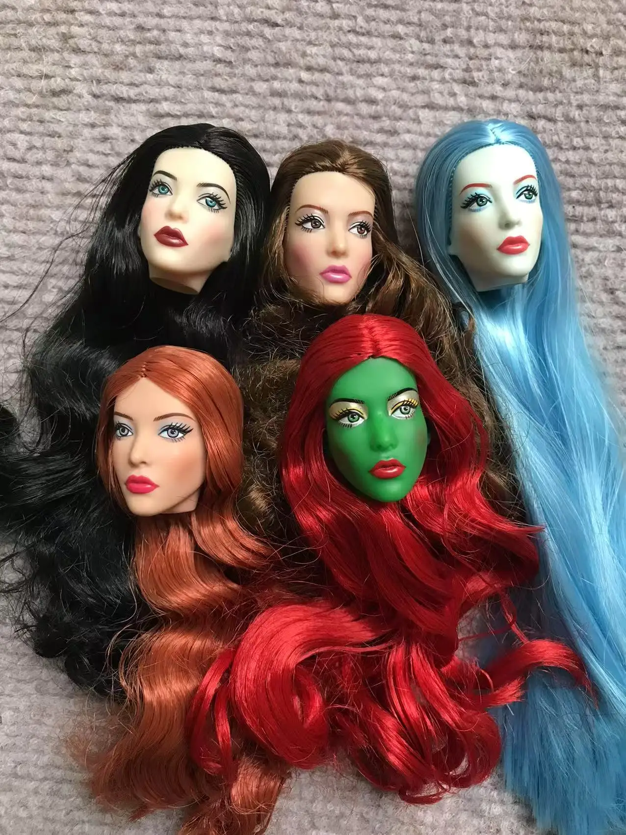 MENGF 1/6 Princess Doll Heads Colorful Long Hair Chinese Classic Good Makeup Female Soldier Doll Heads Christmas New Year Gifts