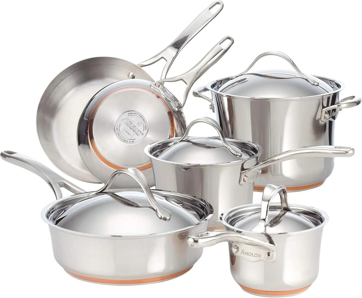 Nouvelle Stainless Steel Cookware Pots and Pans Set, 10 Piece