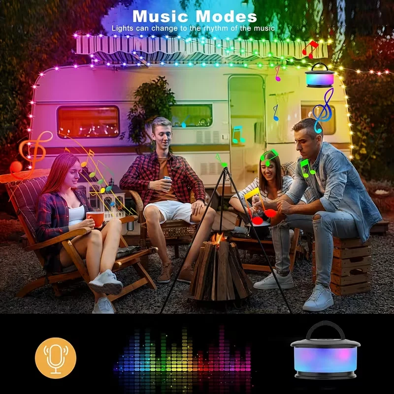 

Уличные гирлянды RGB 3-в-1 с 19 режимами освещения, быстрое восстановление 30 с, портативный светильник для палатки 10,0 метров, питание от USB