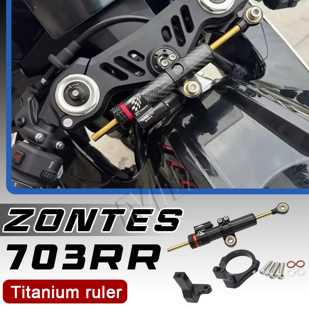 

ZONTES 703RR steering wheel stabilizer with titanium ruler damper, CNC aluminum alloy anti-slip head, and handlebar stabilizer.