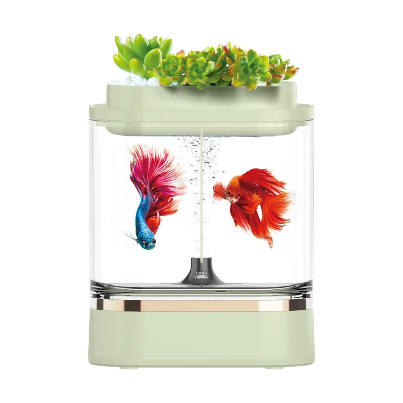 Mini Desktop Aquarium Entry-level Kit with USB Air Pump LED Light Fish Tank Filtration System Suitable for Douyu Home Decoration