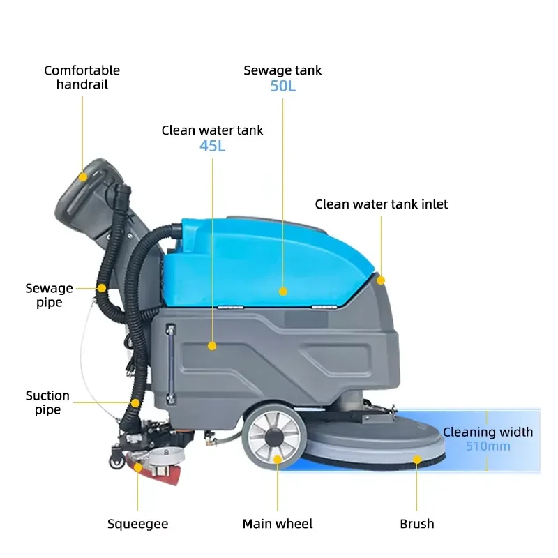 New SJ45B 45L Commercial Industrial Vacuum Scrubber Machine Walk Behind Single Disc Floor Scrubbers Dryer