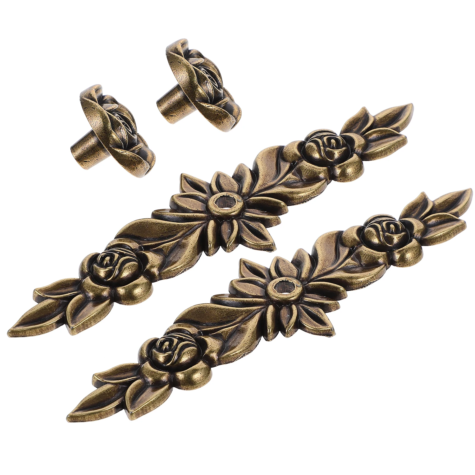 

2 Pcs Rose Shape Zinc Alloy Cabinet Drawer Pull H Retro Single Hole Wardrobe Knobs 146mm Metal Hardware
