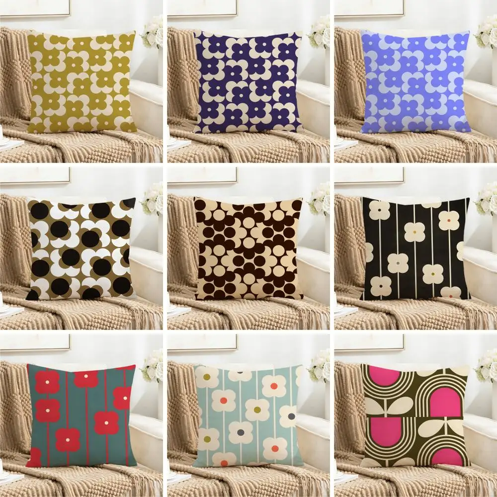 Casual Colorful Elegant Vintage O-Orla Kiely Cushion Cover Washable Faux Linen for Daily Use Sofa Home Room lightweight Decor