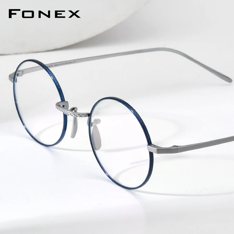 FONEX Titanium Eyeglasses Frame Women Brand Design Retro Round Glasses Men Vintage Japanese Ultralight High-end Eyewear 718