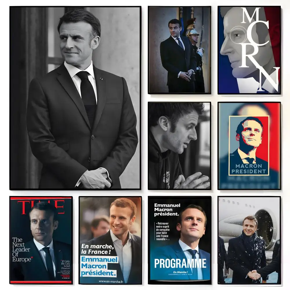 Politician Biography E-Emmanuel Macron Poster American Film Mural Home Childrens Room Wall Decor Print