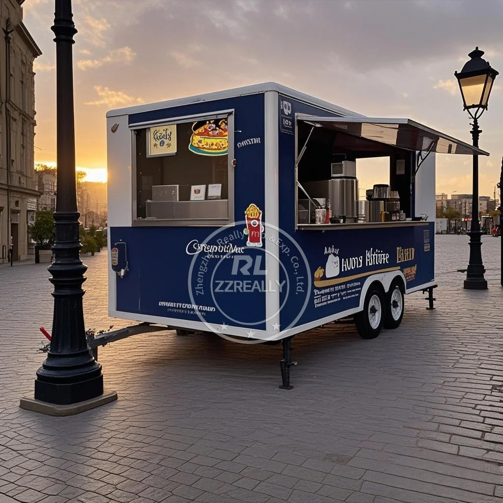 

Customized Fast Food Carts Street Coffee Kiosk Fully Equipment Commercial Food Truck Trailers For Sell