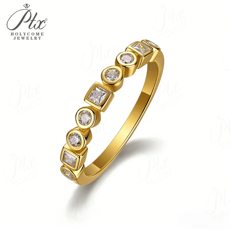 Moissanite Ring D Color S925 Setting Combined Round-Cut Princess-Cut Ideal for Daily Wear Perfect Gift Choice Hypoallergenic