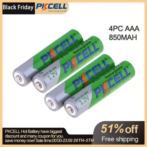 Rechargeable AAA Ni-MH Batteries 850mAh Pkcell