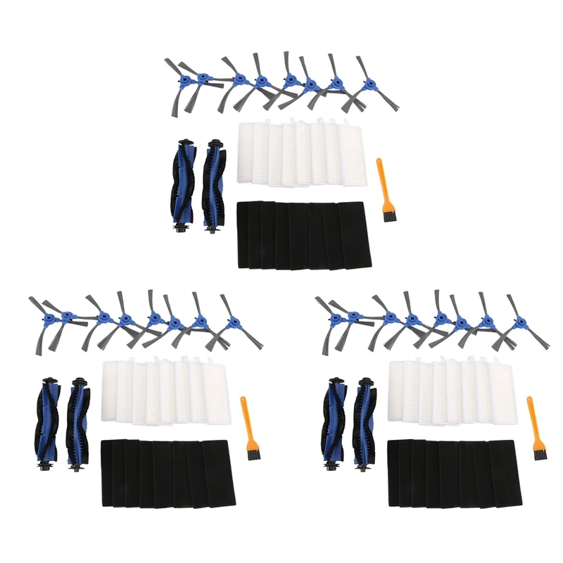 Kit For Eufy Robovac 11S, Robovac 30, Robovac 30C Robotic Vacuum 24X Cleaner Filters, 24X Side Brushes, 6X Rolling Brush