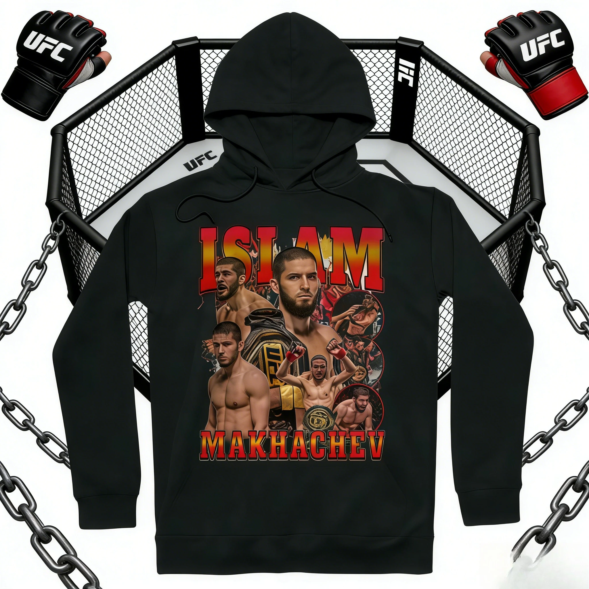 

UFC Islam Mahachev Theme 2026, осень/зима, 100% хлопок, удобная повседневная толстовка с принтом, подходит для мужчин и женщин