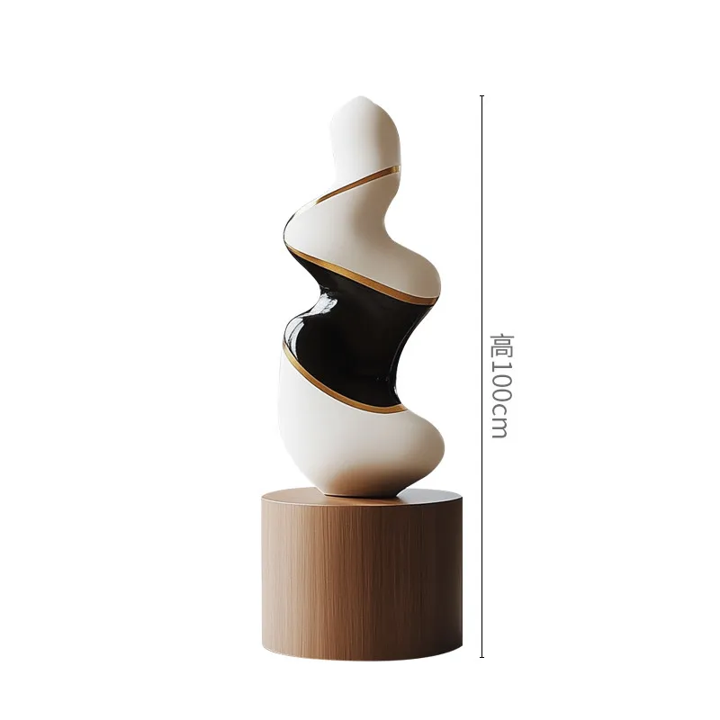 yj21  Modern light luxury abstract solid wood sculpture floor ornament living room entrance decoration art instal