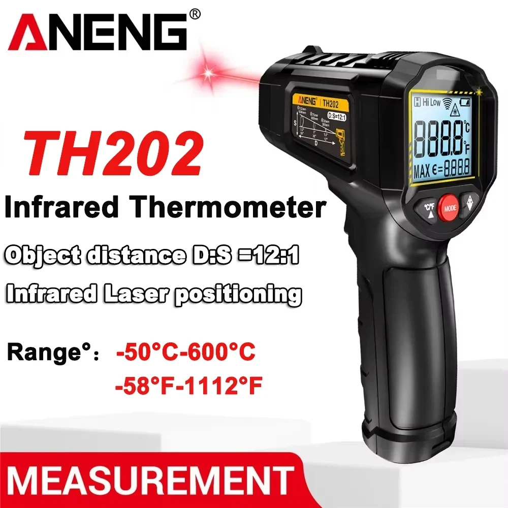ANENG TH202 Infrared Digital Laser Temperature Meter LCD display Pyrometer Point Gun-50~600℃ Thermometer Non-contact Tester Toos