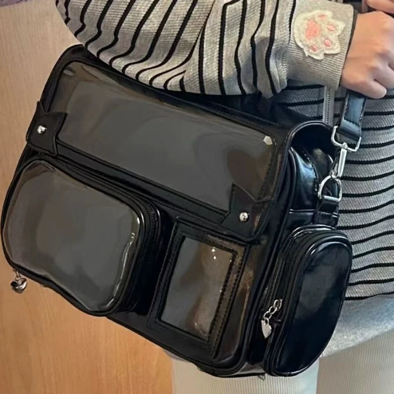 Nuevo Y2K lindo bolso Ita Harajuku de gran capacidad japonés mochila de Color sólido mujeres cuadrado de cuero Anime asa bandolera