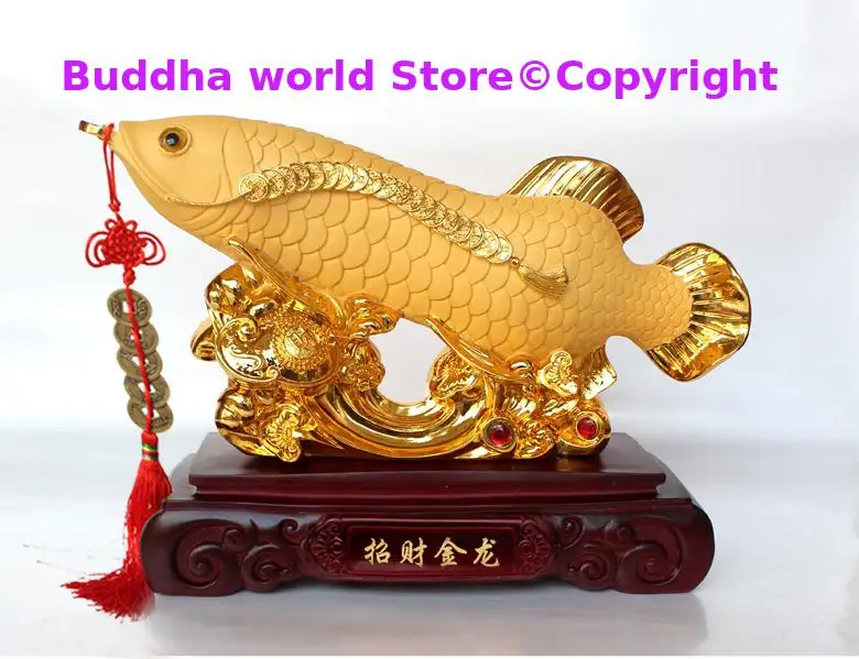 Good luck FENG SHUI decorative statue HOME OFFICE company SHOP store Efficacious Talisman Money Drawing Arowana Golden Fish