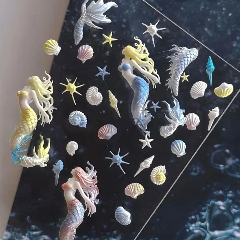 3D Weiche Silikon Nagel Ozean Meerjungfrau Vorlagen Nail art Form Goldfisch Koi ButtonsCarves Cartoon Vorlage Für Nagel DIY Zubehör